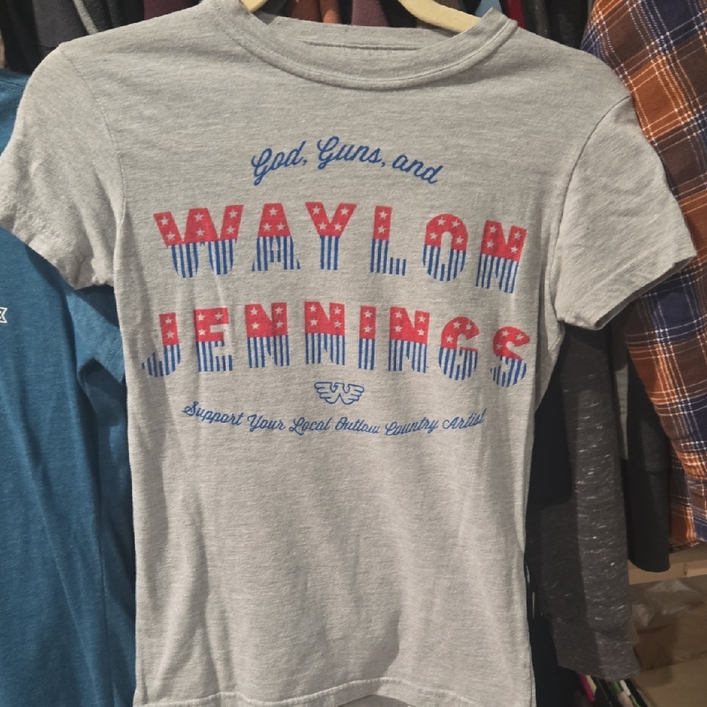 Waylon Jennings Gray Womens T-Shirt
